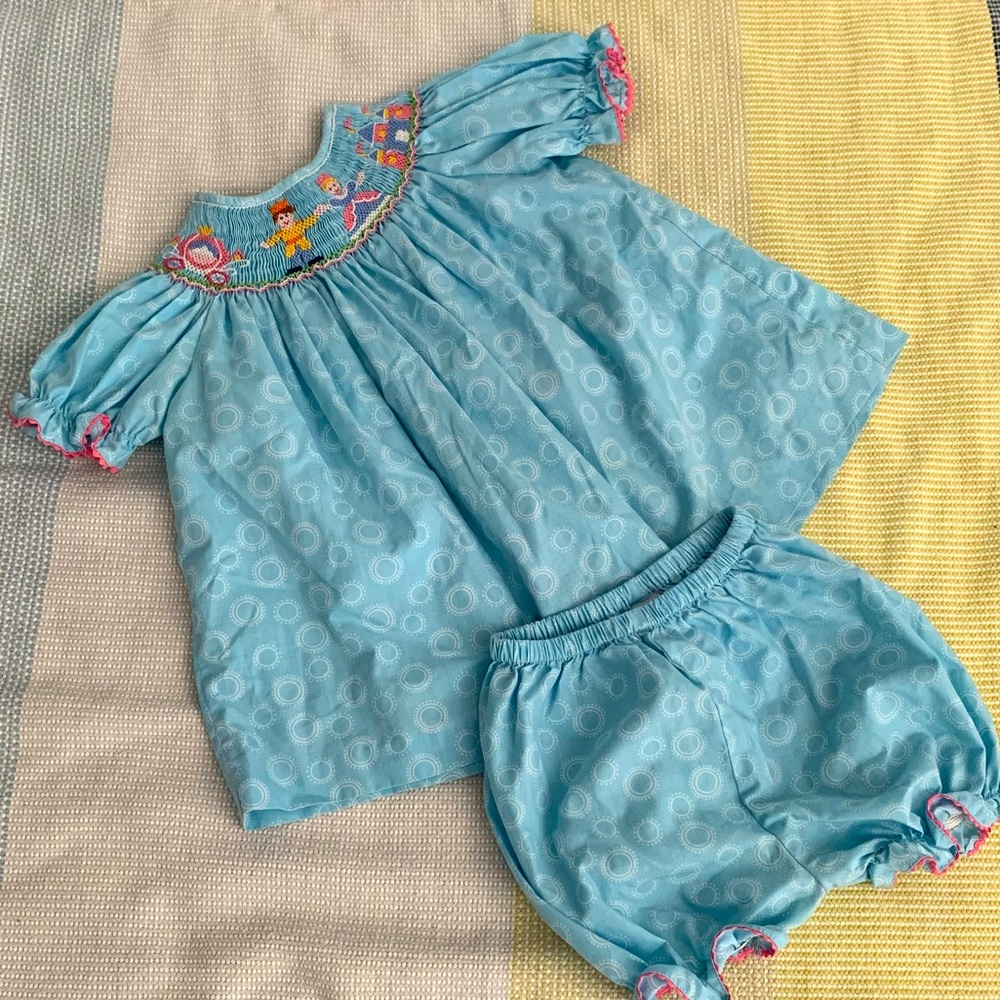 2 Piece Embroidered Top & Bloomer Set